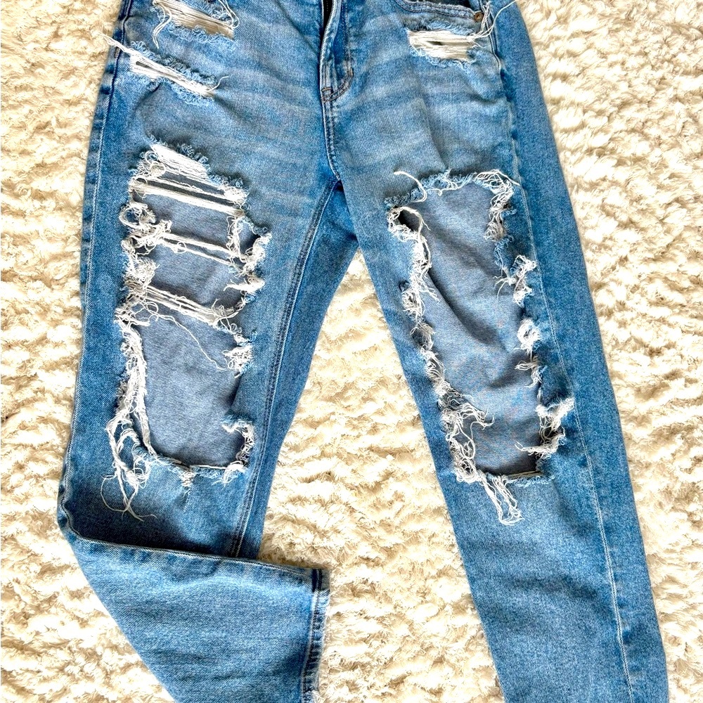 American Eagle Outfitters Blue Distressed Boyfriend Jeans